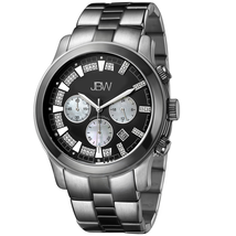 JBW Delano Black Chronograph Diamond Dial Two-Tone Steel Bracelet Men's Watch JB-6218-A
