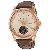 Jaeger LeCoultre Master Grand Tradition Tourbillon Beige Dial 18kt Rose Gold Brown Alligator Men's Watch Q1662510