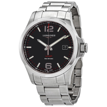 Longines Conquest V.H.P. Perpetual Quartz Black Carbon Dial Men's Watch L37264666
