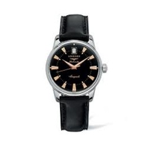 Longines Conquest Heritage Black Dial Leather Automatic Men's Watch L1.611.4.52.2