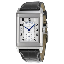 Jaeger LeCoultre Grande Reverso Duo White Satin Dial Black Leather Men's Watch Q3748421