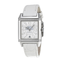 Jaeger LeCoultre Reverso Lady Squadra Silver Dial Stainless Steel White Leather Ladies Watch Q7058420