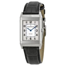 Jaeger LeCoultre Reverso Silver Dial Black Ostrich Leather Strap Unisex Watch Q2508412