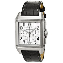 Jaeger LeCoultre Reverso Squadra Chronograph Silver Dial Black Leather Men's Watch Q7018420