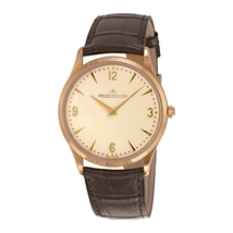 Jaeger LeCoultre Master Ultra Thin Off White Dial 18kt Rose Gold Brown Leather Men's Watch Q1342420