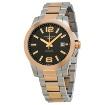 Longines Conquest Automatic Black Dial Rose Gold and Stainless Steel Men's Watch L3.676.5.56.7