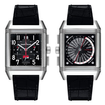 Jaeger LeCoultre Reverso Squadra World Chronograph Black Dial Titanium Leather Men's Watch Q702T470