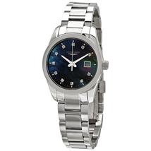 Longines Conquest Classic Black Mother of Pearl Diamond Dial Ladies Watch L22864886 L2.286.4.88.6