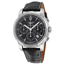 Longines Saint Imier Chronograph Black Dial Black Leather Men's Watch L27844523 L2.784.4.52.3