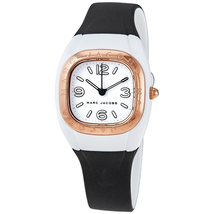 Marc Jacobs Quartz White Dial Black Silicone Ladies Watch MJ1650