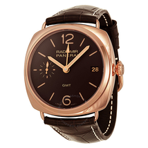 Panerai Radiomir GMT Brown Dial 18kt Rose Gold Brown Alligator Leather Men's Watch PAM00421