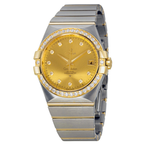 Omega Constellation Champagne Dial Steel and 18kt Yellow Gold Diamond Men's Watch 12325352058001 123.25.35.20.58.001