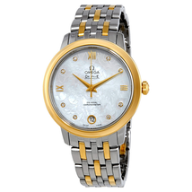 Omega De Ville Prestige Mother of Pearl Diamond Dial Steel and 18K Yellow Gold Ladies Watch 42420332055002 424.20.33.20.55.002
