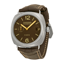 Panerai Radiomir 8 Days Brown Dial Brown Leather Men's Watch PAM00346