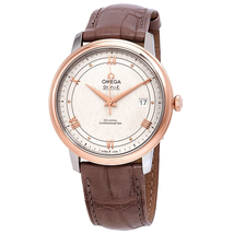 Omega De Ville Ivory Silvery Dial Automatic Men's Leather Watch 424.23.40.20.02.003