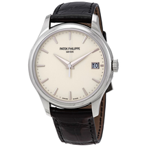 Patek Philippe Calatrava Mechanical Ivory Dial Leather Men's Watch 5227G-001