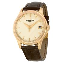 Patek Philippe Calatrava Mechanical Ivory Dial Leather Men's Watch -001 5227R
