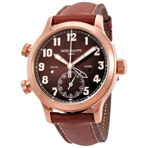 Patek Philippe Calatrava Pilot Travel Time Brown Sunburst Dial Automatic Ladies Watch 7234R-001