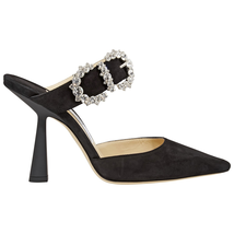 Jimmy Choo Ladies Black Jewelled Buckle Smokey 100 Mules/Slides 194 SMOKEY 100 SJU BLACK