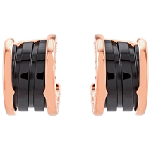 Bvlgari B.zero1 18k Rose Gold and Black Ceramic Earrings 347405