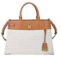 Michael Kors Gramercy Large Signature Logo Print Satchel- Vanilla 30H8GG7S3B-150