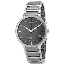 Rado Centrix Chronograph Dark Grey Dial Platinum-tone Ceramic Men's Watch R30122122