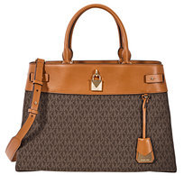 Michael Kors Gramercy Large Signature Logo Print Satchel- Brown 30H8GG7S3B-200