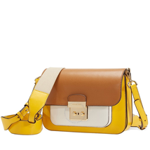 Michael Kors Sloan Editor Color-Block Leather Shoulder Bag- Yellow Multi 30S8GS9L2T-761