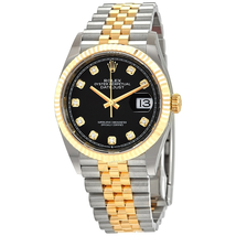 Rolex Datejust 36 Black Diamond Dial Men's Stainless Steel and 18kt Yellow Gold Jubilee Watch 126233BKDJ