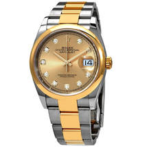 Rolex Datejust 36 Champagne Diamond Dial Men's Steel and 18k Yellow Gold Oyster Watch 126203CDO