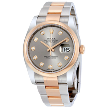 Rolex Datejust 36 Grey Diamond Dial Steel and 18K Everose Gold Oyster Men's Watch 116201GYDO