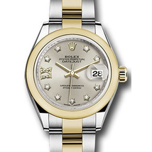 Rolex Lady Datejust 28 Silver Dial Steel and 18K Yellow Gold Watch 279163SRDO