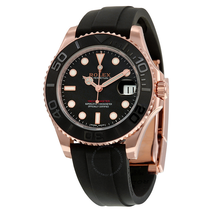 Rolex Yacht-Master Automatic Black Dial 18kt Everose Gold Black Rubber Strap Unisex Watch BKSRS 268655