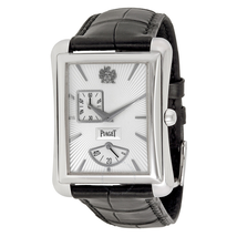 Piaget Black Tie Emperador Silver Dial Black Leather Watch G0A33069