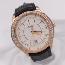 Piaget Gouverneur Silver Guilloche Dial 18K Rose Gold Diamond Men's Watch GOA39114 G0A39114