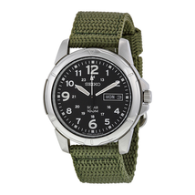 Seiko Black Dial Green Nylon Solar Quartz Men's  Watch SNE095P2