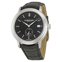 Raymond Weil Maestro Black Dial Black Leather Men's Watch 2838-STC-20001