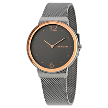 Skagen Open Box - Skagen Freja Smoke Dial Grey-tone Steel Mesh Ladies Watch SKW2382 SKW2382
