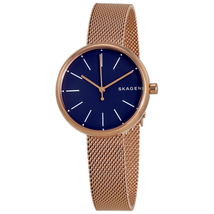 Skagen Open Box - Skagen Signature Navy Blue Dial Rose Gold-tone Ladies Watch SKW2593 SKW2593