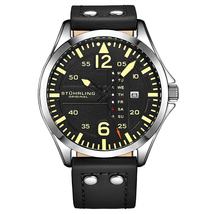 Stuhrling Original Aviator Quartz Black Dial Men's Watch M13670