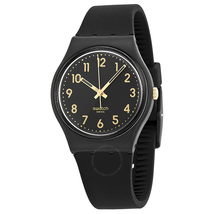 Swatch Golden Tac Black Dial Black Silicone Unisex Watch GB274