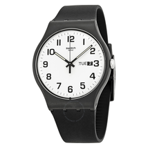 Swatch Originals Twice Again White Dial Black Silicone Unisex Watch SUOB705