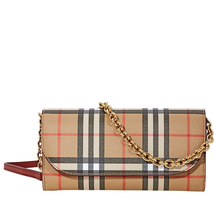 Burberry Vintage Check and Leather Wallet- Crimson 4080005
