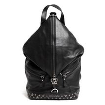 Jimmy Choo Fitzroy Black Leather Backpack With Gunmetal Stars 184 FITZROY/S BLS BLACK/GUNMETAL