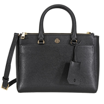 Tory Burch Robinson Small Double-ZIp Tote- Black / Royal Navy 46331-018
