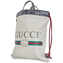 Gucci Logo-Print Drawstring Backpack- White 523586 0GCBT 8821