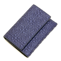 Loewe Ladies Repeat Small Vertical Wallet Navy Blue 107.55.S97.5110