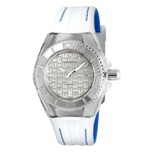 Technomarine Cruise Monogram Silver Dial White Silicone Ladies Watch TM-115155