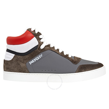 Burberry Men's Lace Up Steel Reeth Suede and Leather High-top Sneakers 4076229