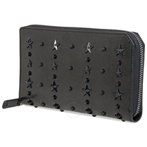 Jimmy Choo Jimmy Choo Carnaby Embossed Star Stud Wallet in Black 183 CARNABY IXS BLACK/BLACK